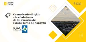 Comunicado dirigido a la ciudadanía de las veredas del suroccidente de Popayán